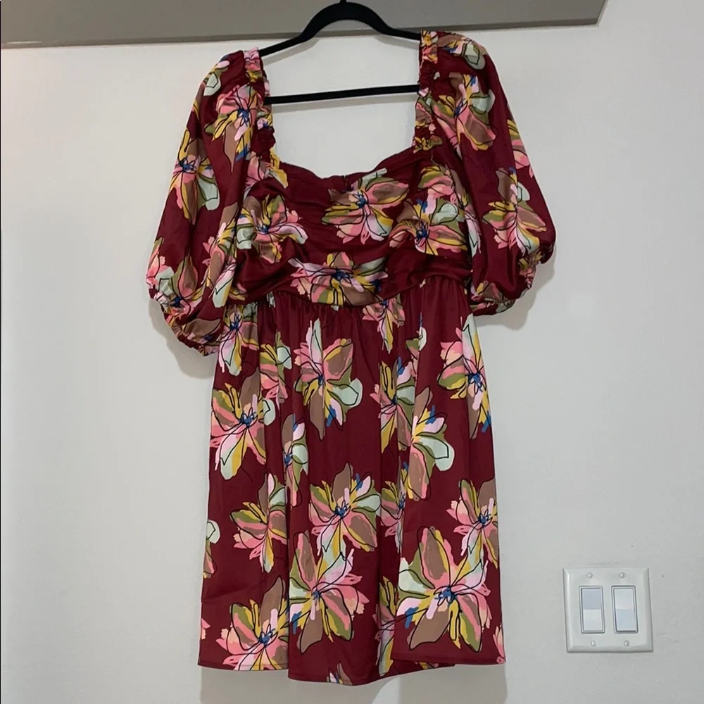 Crosby by Mollie Burch Hunter Puff Sleeve Mini Dress SZ XL NWOT